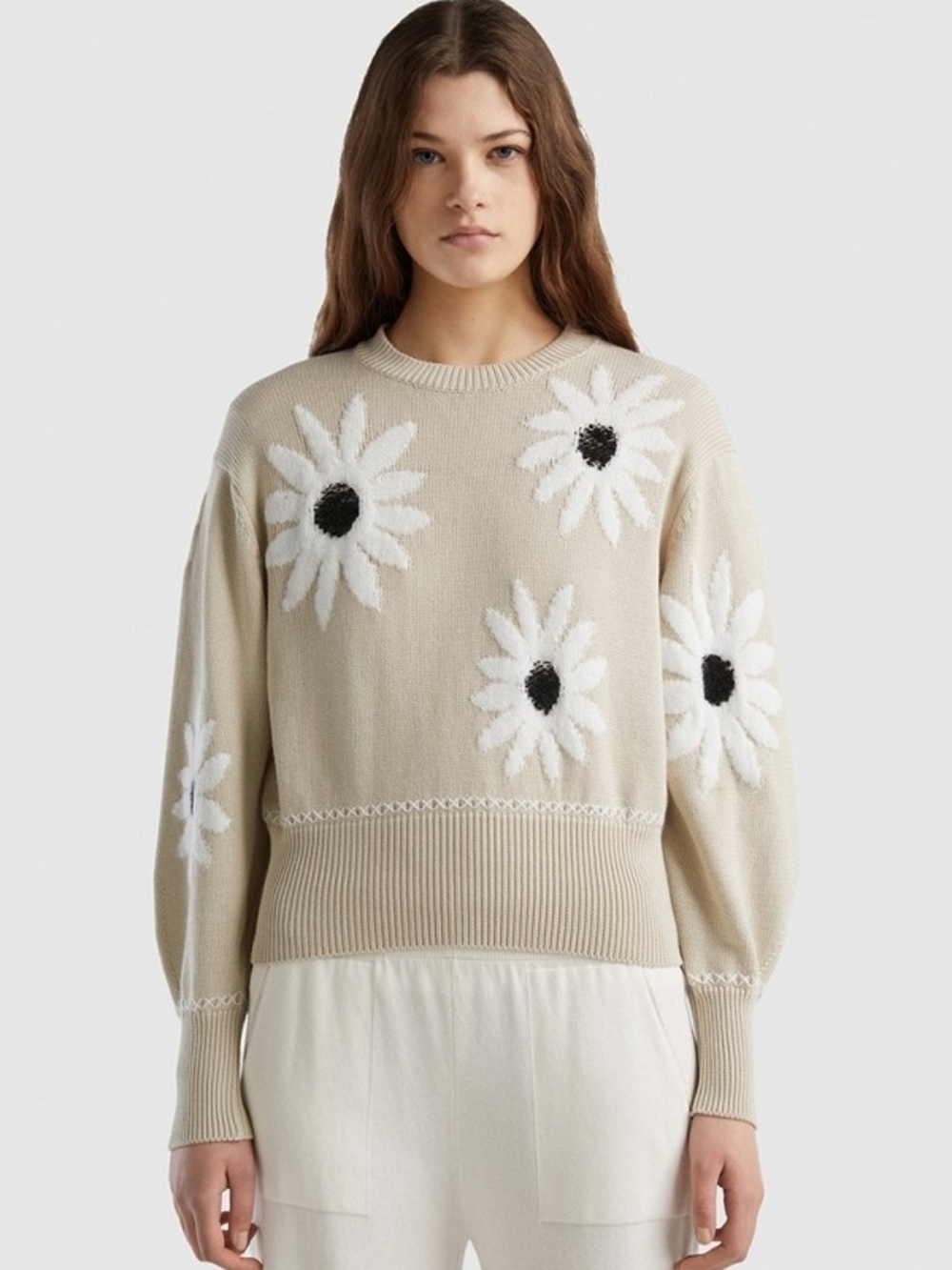 United Colors of Benetton Floral Intarsia Sweater S / M